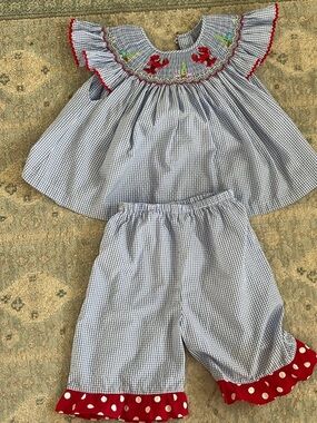 Smocked lobster summer set
